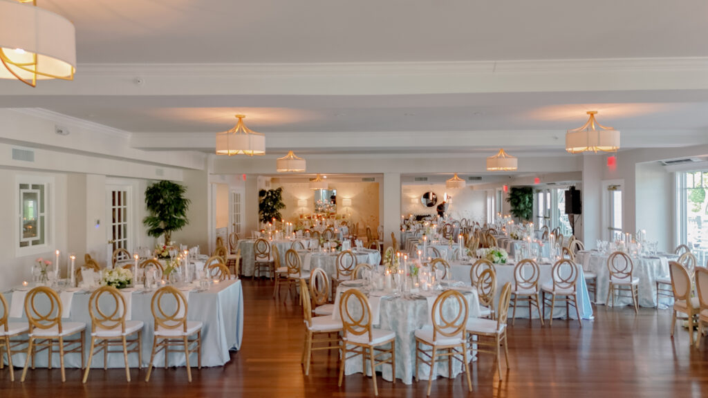 The Oaks Waterfront ballroom interior for a June wedding